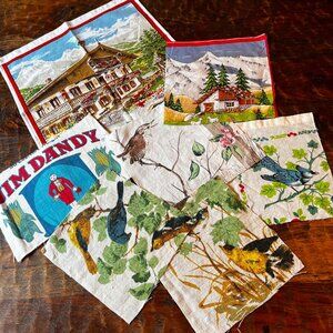 Vintage Fabric Squares For Crafting  Alps Chalet & Jim Dandy Birds Prints